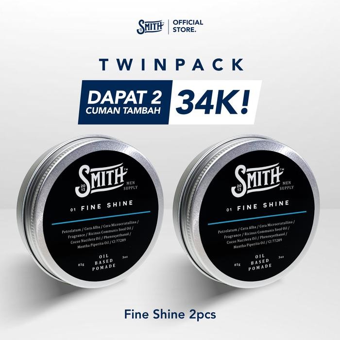 Sale SMITH - 2 Fine Shine / Oil Based Pomade / Pomade MentholScentMinyakRambut Pria Terlaris