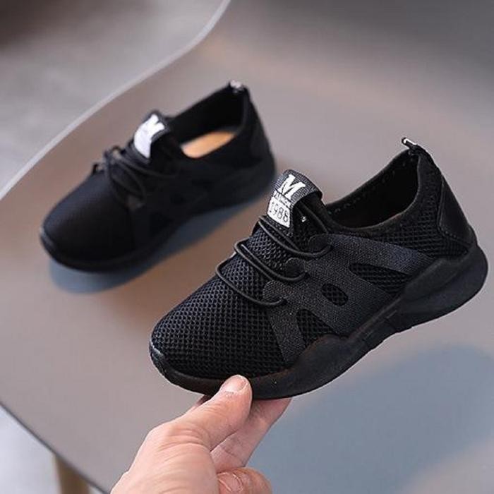pw5d-Cts Sh2224 Sepatu Anak Sekolah Full Hitam Anak Perempuan Sepatu Fashion Anak Cewek