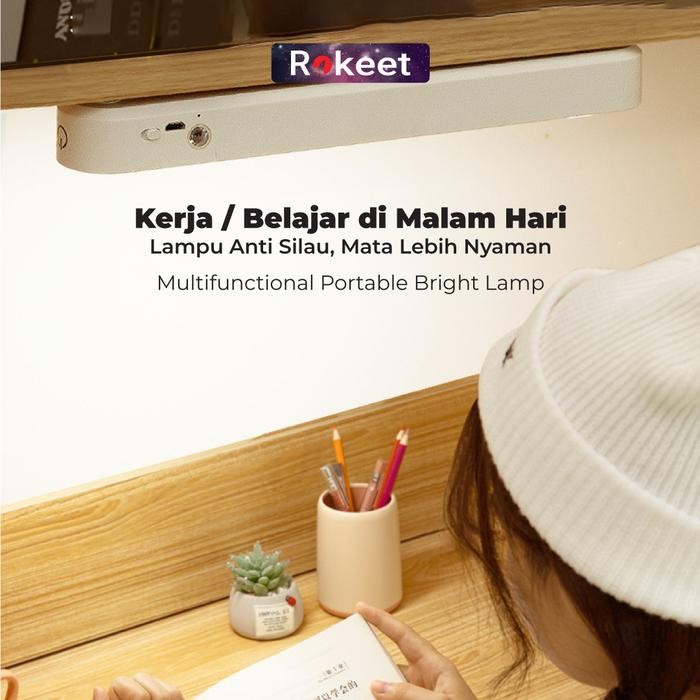 e4n7- Rokeet Lampu Dinding Led Panjang Tidur Magnetic Wireless Minimalis Kamar Rumah