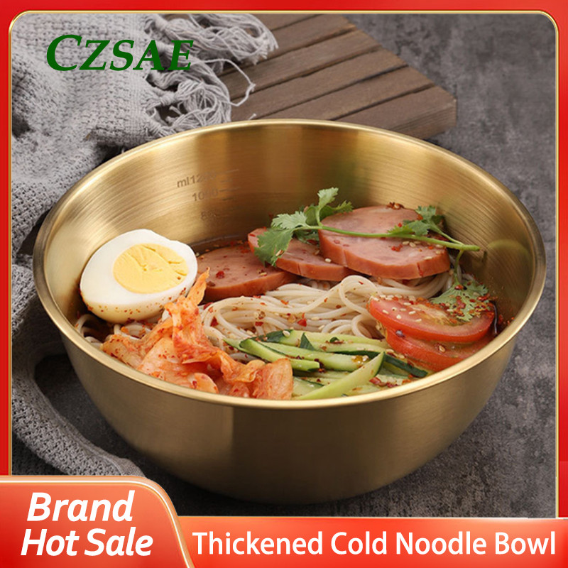 Household Thickened Large Capacity Cold Noodle Bowl Stainless Steel Fruit Salad Korean Soup Noodle R
