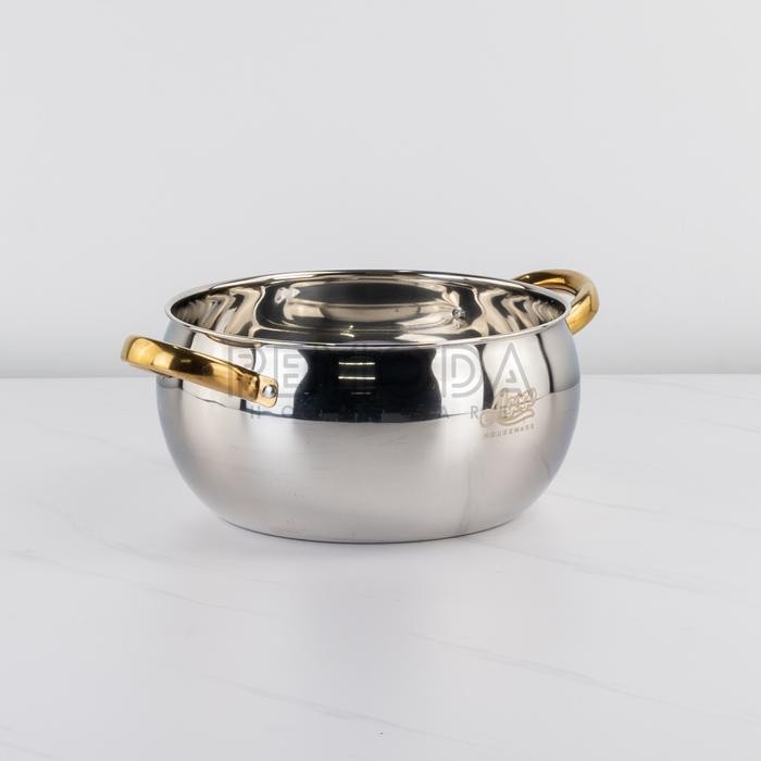 Agogo Soup Pot Panci Sup Ukuran 20-24Cm Stainless Steel Silver & Gold