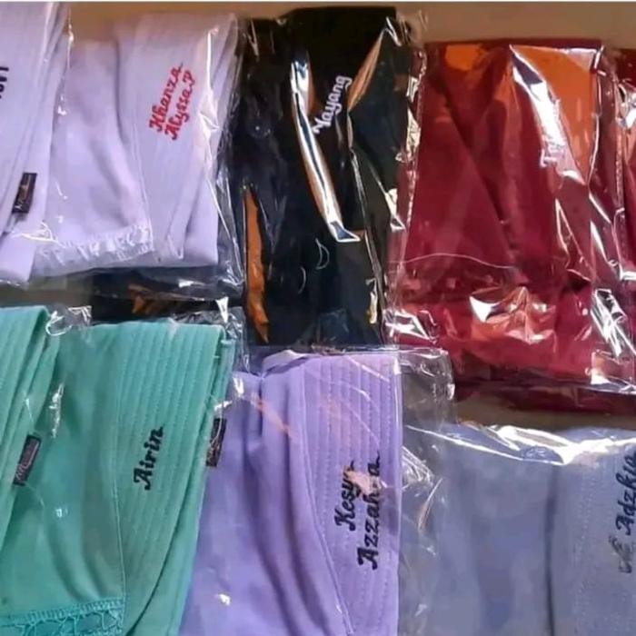 Kerudung Sekolah Anak SD Bordir Nama Jilbab Syari Ready Stock
