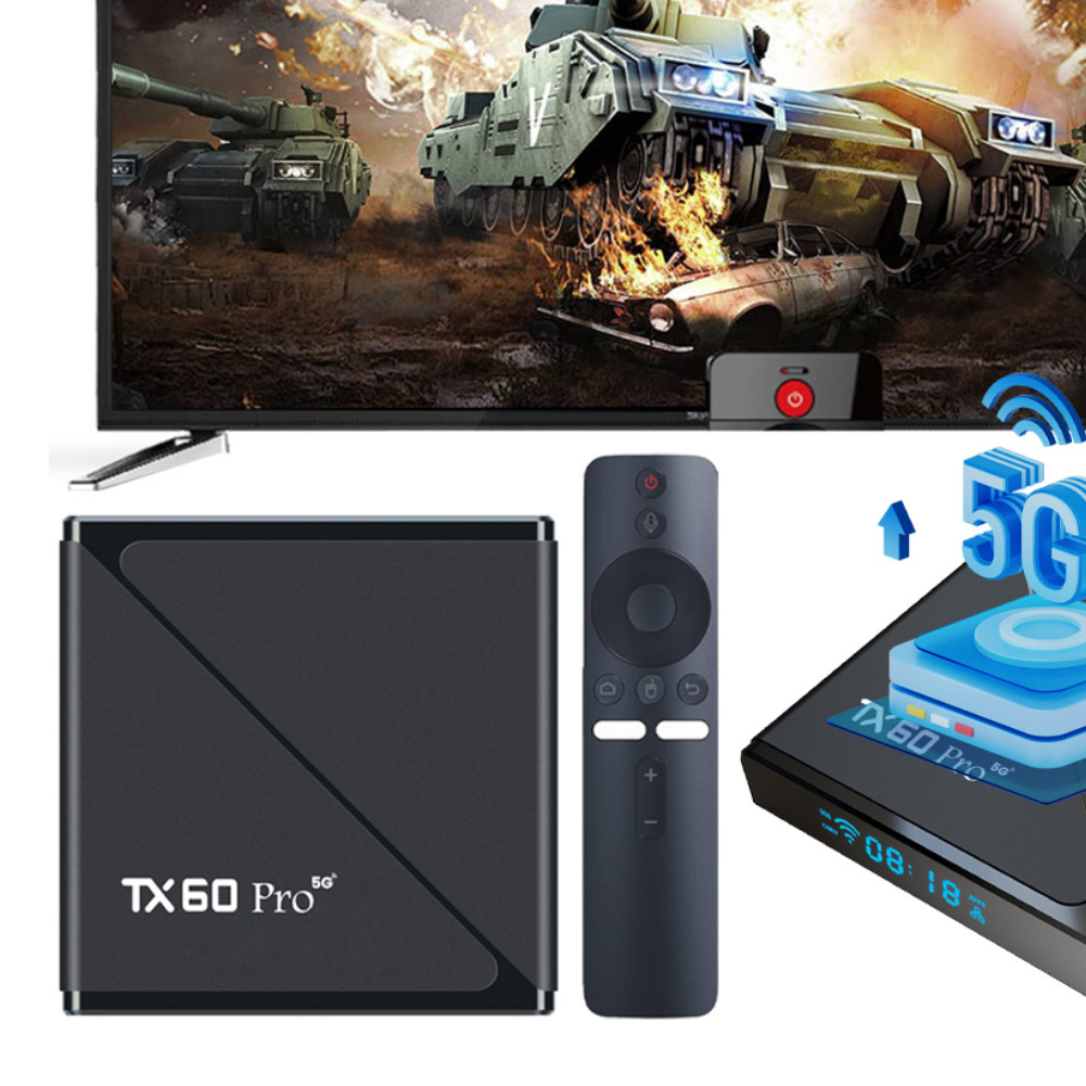 Tx60 Pro Smart Tv Box Android24 Tv Box 14K 2.4G 5G Dual Wifi6 Set-Top Box Video Media Player