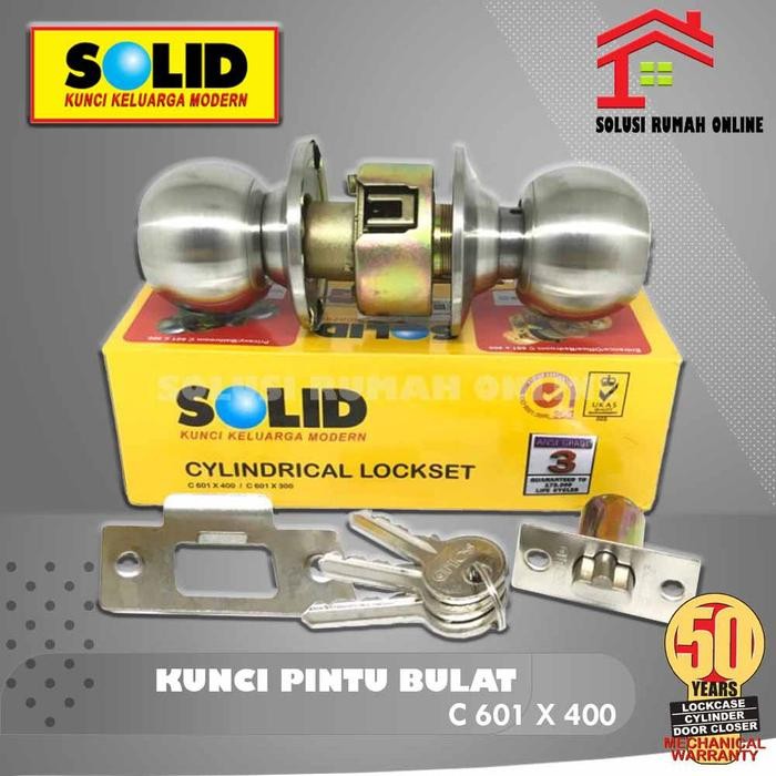 Lansungkirim- Solid Handle Kunci Pintu Bulat / Cylindrical Lockset C 601 X 400 Us32D