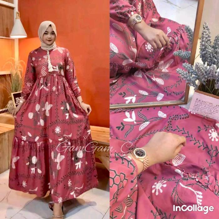 GAMIS SLAVINA LD 110 GAMIS VIRAL BAHAN RAYON - PINK, STANDAR LD 110