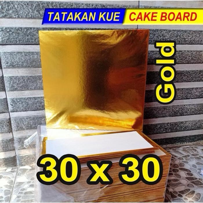 Tatakan kue gold 30x30 / alas kue emas / alas kue ultah / tatakan kue