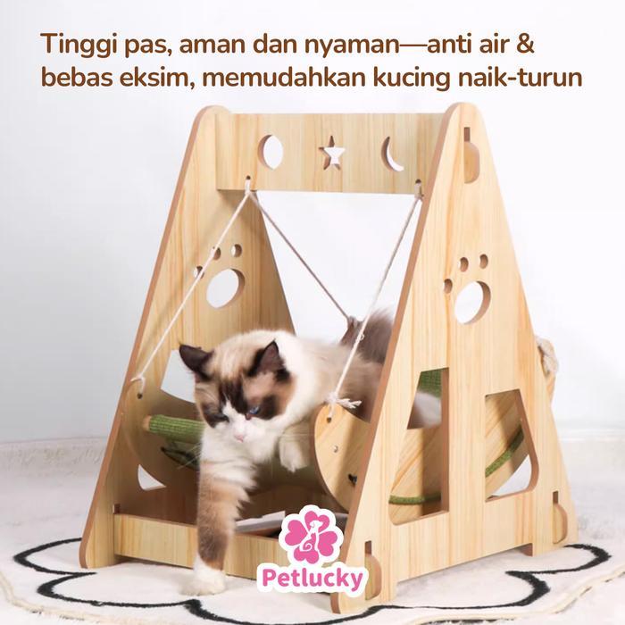 PETLUCKY KASUR AYUN KUCING ANJING BAHAN KAYU PREMIUM MUDAH DIRAKIT AMAN TERMASUK KASUR