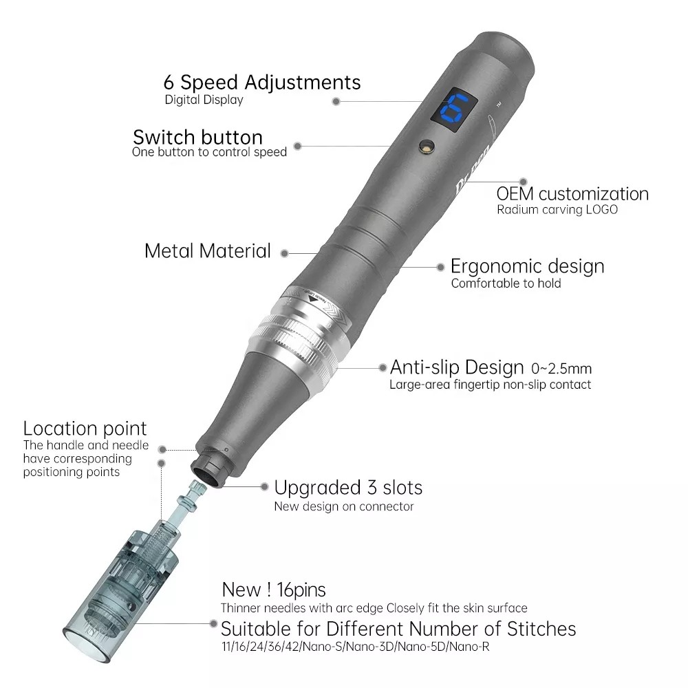 Wireless Derma Pen Dr.Pen M8 Professional Miconreedling Pen 6 Speed Bayonet Microneedle Derma Stamp