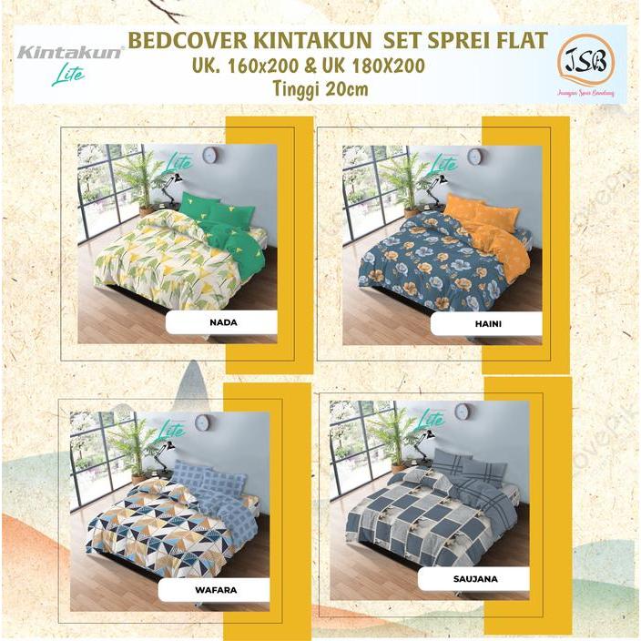 Bedcover Kintakun Lite Set Sprei Flat Ukuran 180X200 King/ 160X200 Queen Badcover / Sprei / Badcover