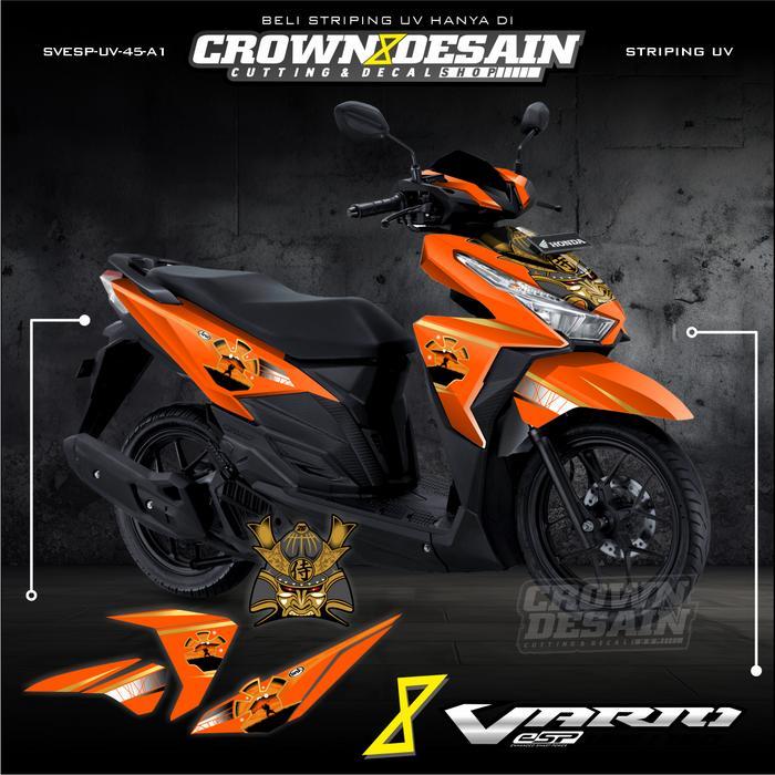 Striping Vario Led Old 125 150 Transparan Motif Arai Samudra Gold-Sticker Transparan Vario Led Old