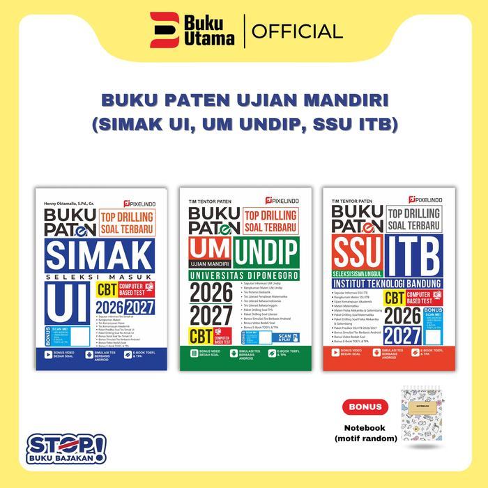 BUKU PATEN UJIAN MANDIRI (SIMAK UI, UNDIP, ITB) 2026/2027 - Buku Tes Seleksi Masuk Mandiri UI,