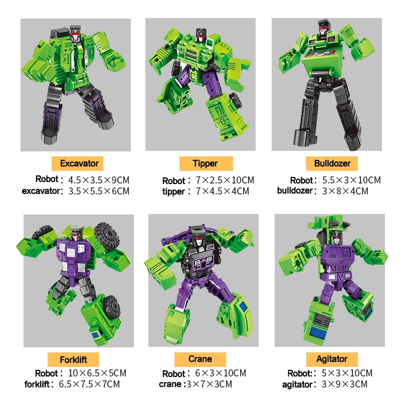 6 in 1 MINI Devastator Transformation Model MINI Devastator 22CM Action Figure Robot Plastic Toys