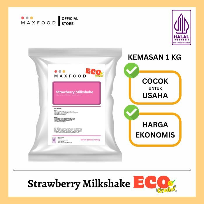 

oW.galiban - Bubuk Minuman Strawberry Milkshake Powder 1Kg Maxfood Eco Rasa Stroberi