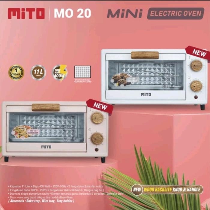 Mito Oven Listrik Mini Mito Mo 20 Kapasitas 11L Mo20 Mo-20 Low Watt Ga