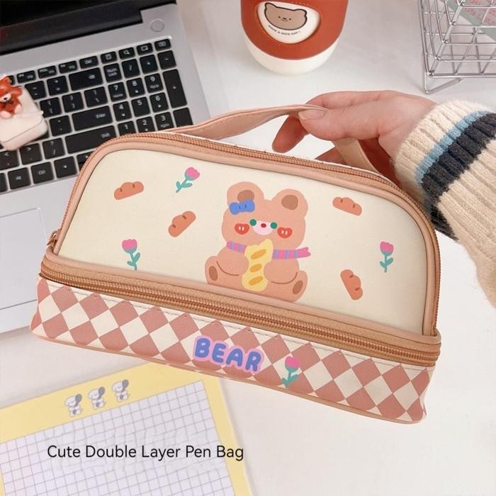 

Tempat Pensil Berkapasitas Besar/tas Kosmetik Berlapis Ganda/tas Penyimpanan / Tempat Pensil Kotak