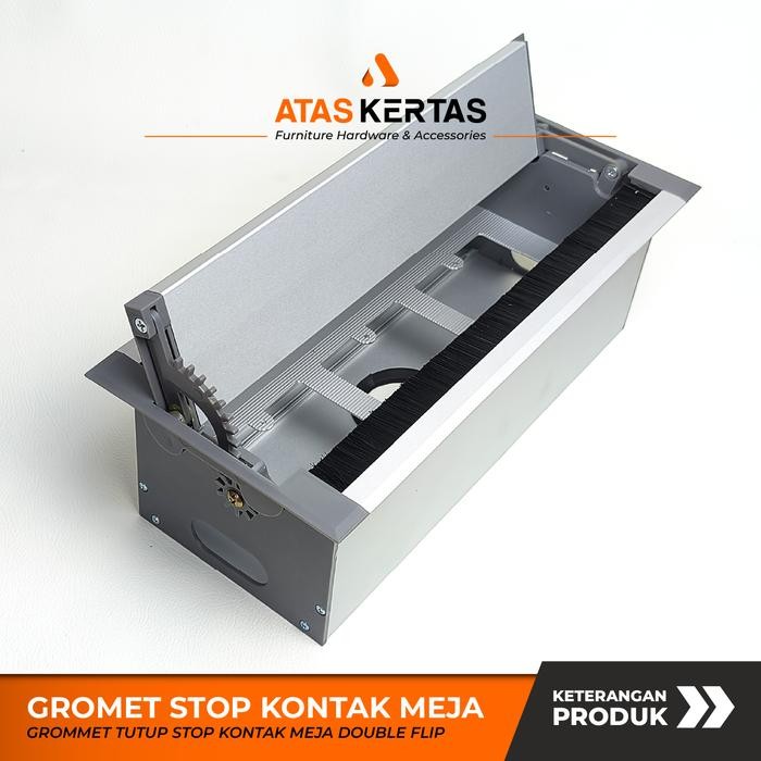 Grosir Stop Kontak Tanam Meja Meeting Double Open Flip Aluminium Box Cover Stop Kontak Tanam