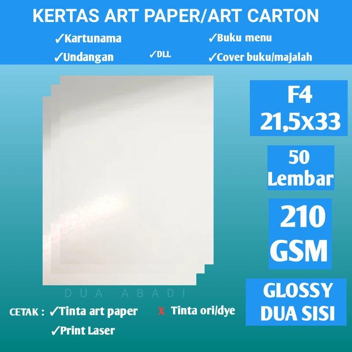 

Pilihan- Kertas Art Carton/Art Paper 210 Gsm F4 Isi 50 Lembar