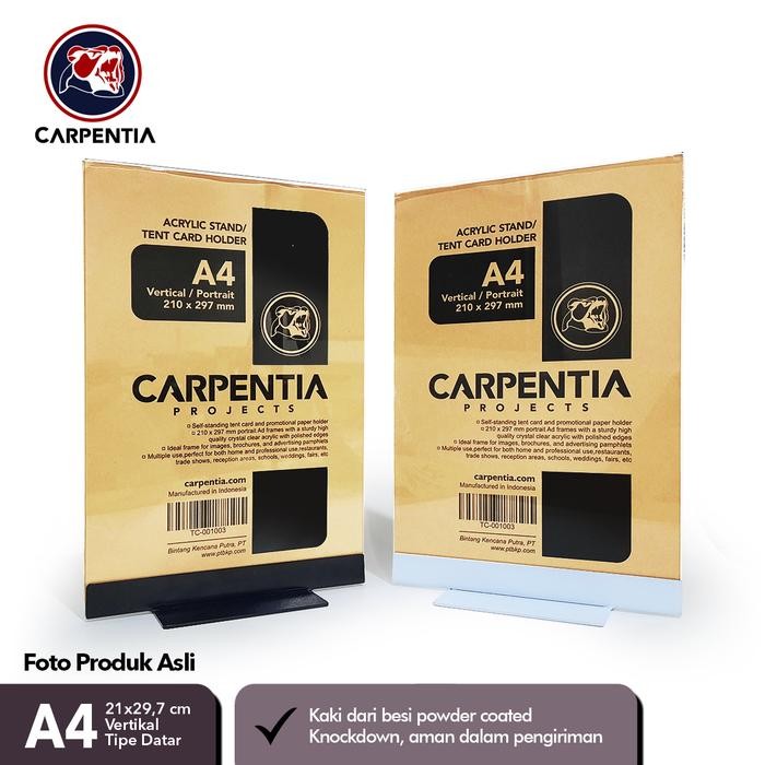 

Carpentia Stand Akrilik Kaki Besi /Datar A4 Vertikal 21x29,7cm /Tent