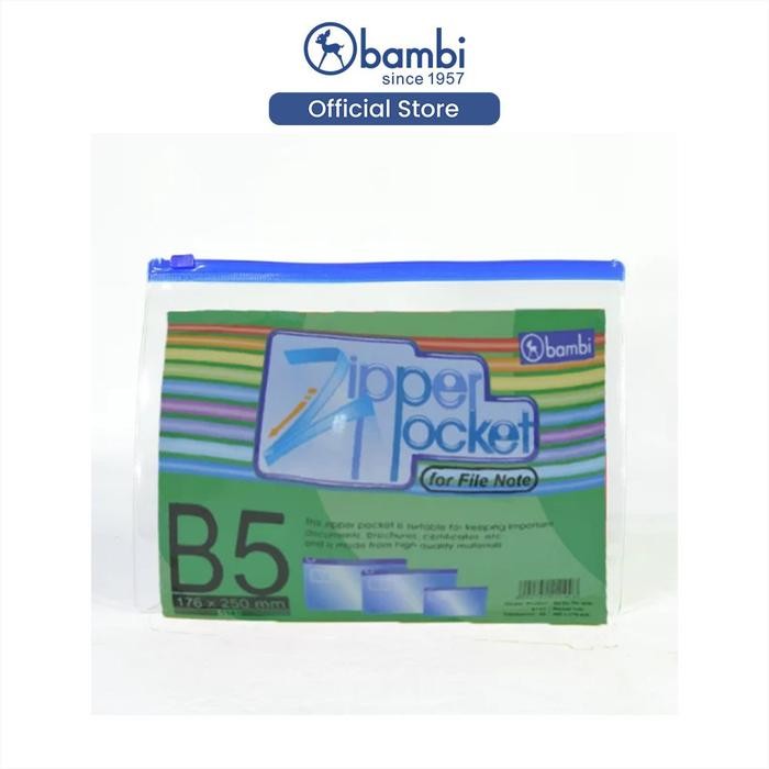 

Bambi Organizer Map Dokumen B5 Zipper Pocket Tipe PVC Transparant Original