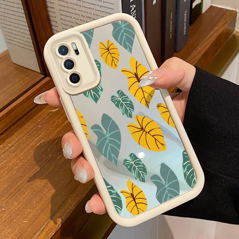 Casing Hp OPPO A16 OPPO A16s OPPO A54s Case HP Casing daun pola Kesing Cesing cermin Kasing Silikon 