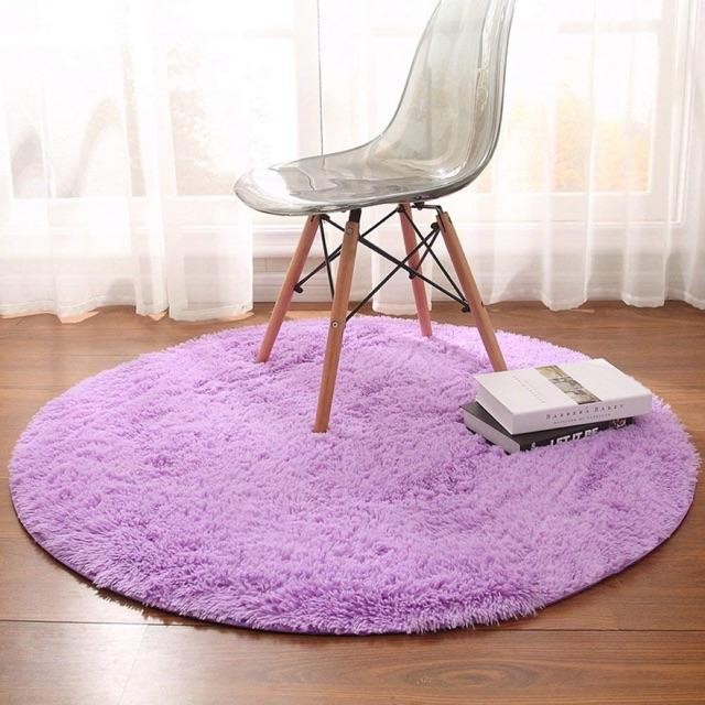 Karpet Bulu Bulat 150 Cm, Alas Lantai Bulu Bulat Lembut, Tikar Bulu