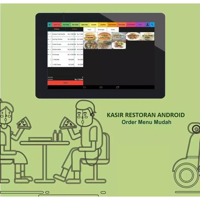 

MESIN / ALAT KASIR RESTORAN ANDROID RESTAURANT - PAKET STANDARD