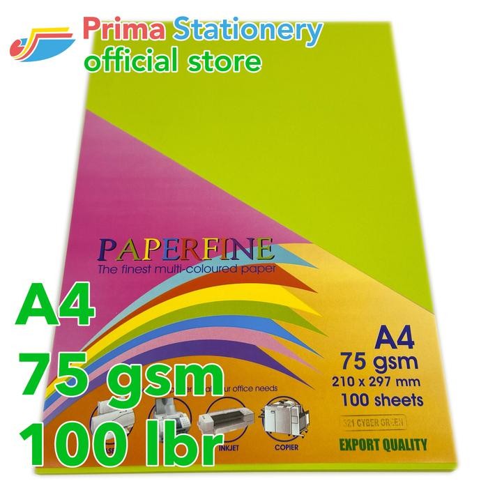 

Kertas HVS A4 Paperfine Isi 100 lbr Warna Cyber Green
