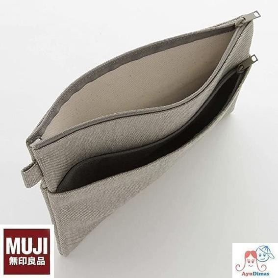 

MUJI CANVAS FLAT TYPE CASE - TEMPAT PENSIL / KANTONG SERBAGUNA