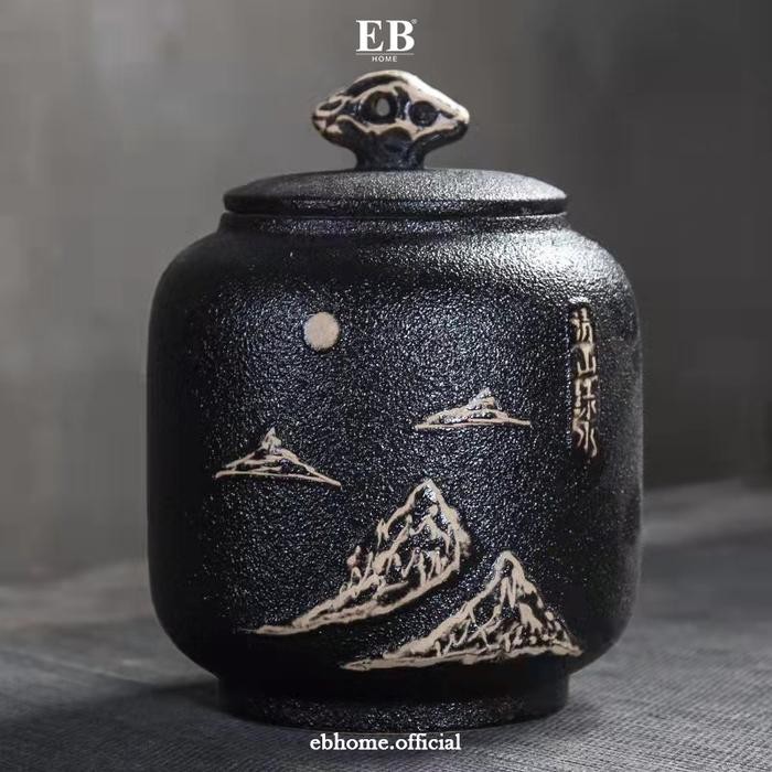 TEMPAT DAUN TEH KERAMIK JAR CANISTER TEA LEAVES