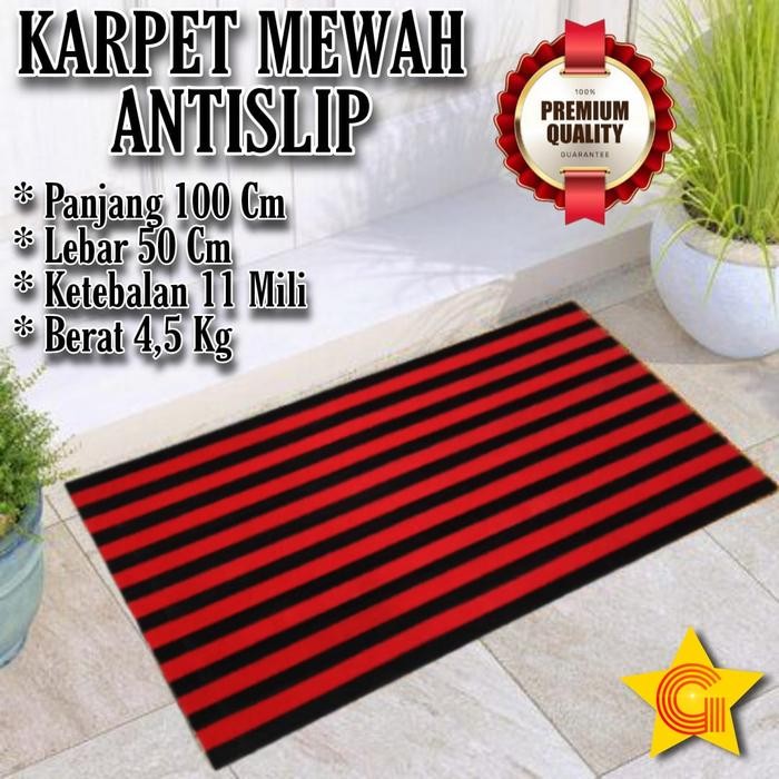 Karpet Keset Karet Motif Bludru Garis Mewah 100x50cm 11mm Anti Slip