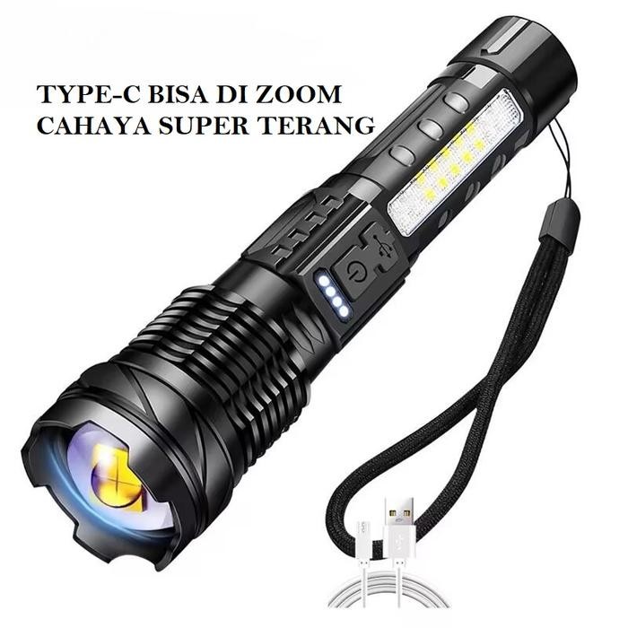 Senter Led A76 Senter Laser Cahaya Super Terang Type-C Bisa Di Cas
