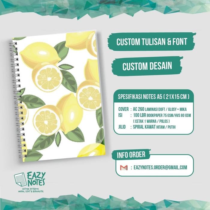 

New Custom Notebook A5 isi 100 lbr + Mika doft