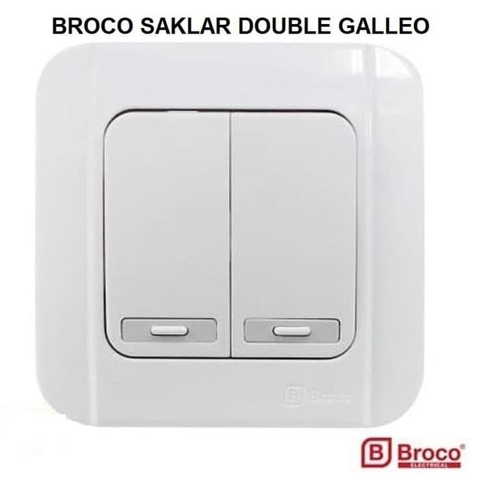 Broco Saklar Double Galleo White Double 2 Gang 1 Way