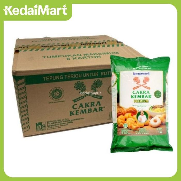 

ORIGINAL Tepung Terigu Cakra Kembar Premium 1 Kg Dus Isi 12 READY STOCK