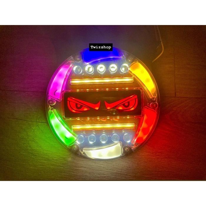 SALE  LAMPU REM TRUK MOBIL MOTOR PICKUP TRUK 12-24 VOLT MODEL MATA BULAT RGB SENJA NYALA RUNNING