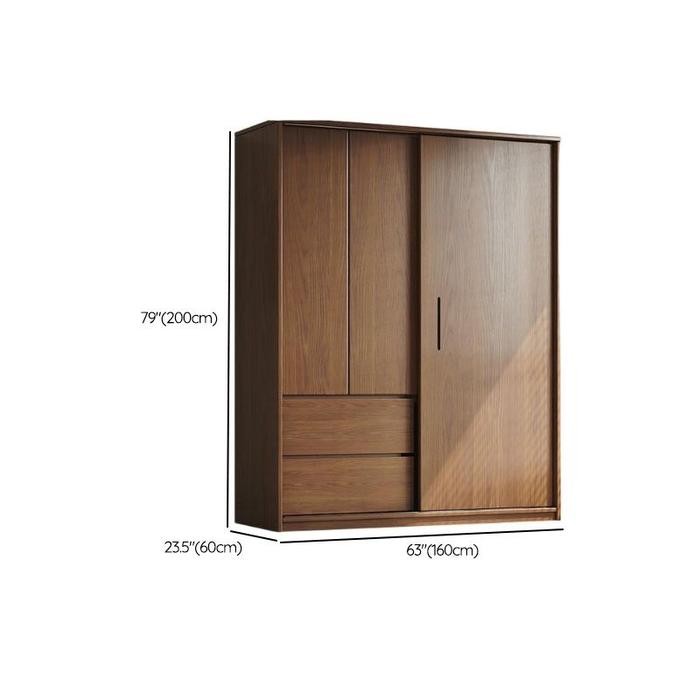 Lemari Geser Jati Minimalis Modern 2 Pintu