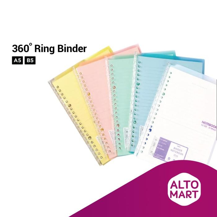 

OJ 360 Loose Leaf Ring Binder Notebook A5 B5 Lipat DIY Minimalis Derajat