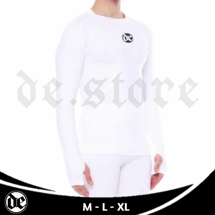 Pilihan- Baju Olahraga Baselayer Manset Sport Putih Kaos Olahraga Ketat Pria Wanita Manset