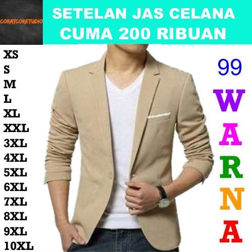 TERLARIS SETELAN Blazer Pria Jas Cowok Celana 200 COKLAT SUSU KHAKI MOKA KREM KHAKIS COKSU LIS PUTIH