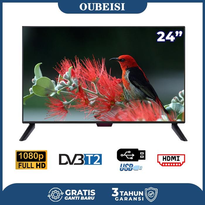 OUBEISI TV LED 24/25 inch TV Digital LED FHD DVB T2 Tahun Garansi Murah Televisi Penggantian satu