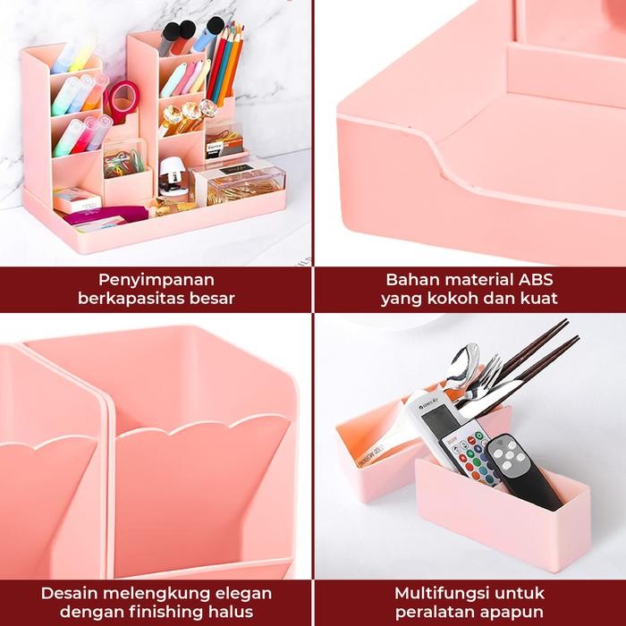 

Pen Stand Holder Set Desktop Shelf Organizer Rak Tempat Pena Alat Tulis Meja Kantor Multifungsi