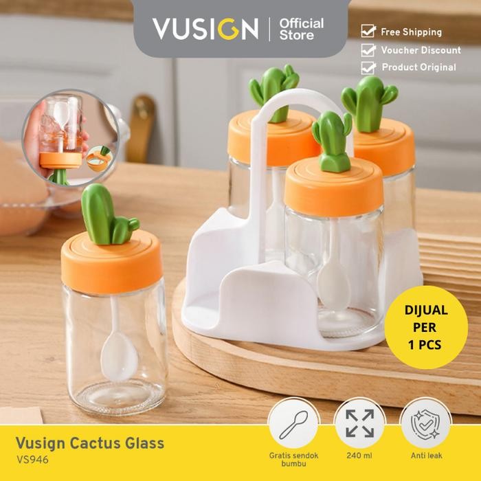 Vusign Tempat Bumbu Dapur Kaca / Seasoning Bottle 240ml Lucu VS946