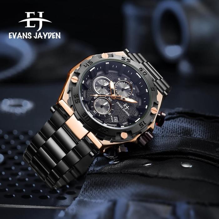 Buy 1 Get 1 Evans Jayden Jam Tangan Pria Ej 9840 Rantai Stainless Steel Chronograph Kaca Sapphire
