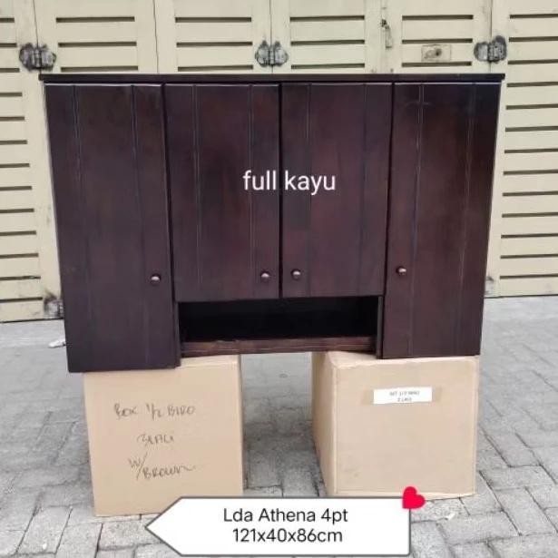 Lemari Rak Dapur Gantung Kitchen Set Atas Kayu 4 Pintu Kr