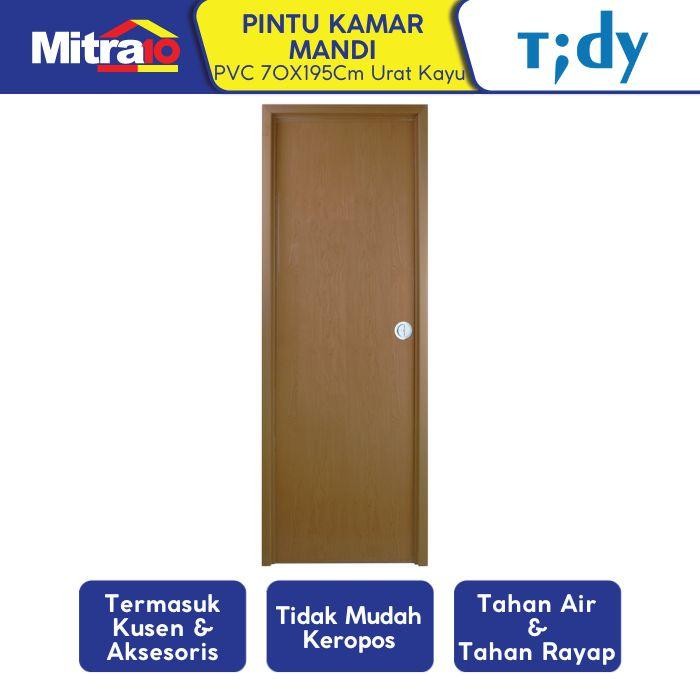 Tidy Pintu Kamar Mandi Pvc Bukaan Kiri/ Kanan 70X195 Cm Premium Urat Kayu