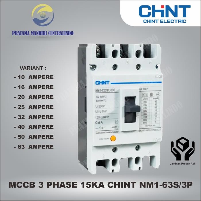 Mccb Chint 3 Phase Nm1-63/3P 10A S.D 63A Original