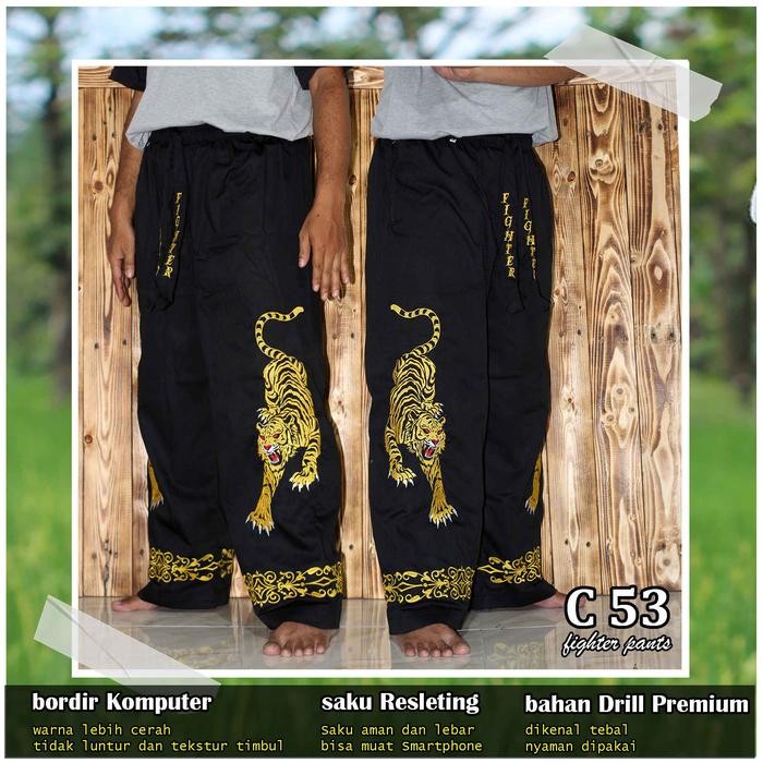 PJS CELANA SILAT BORDIR MACAN KEMBAR BAHAN DRIL PREMIUM C-53