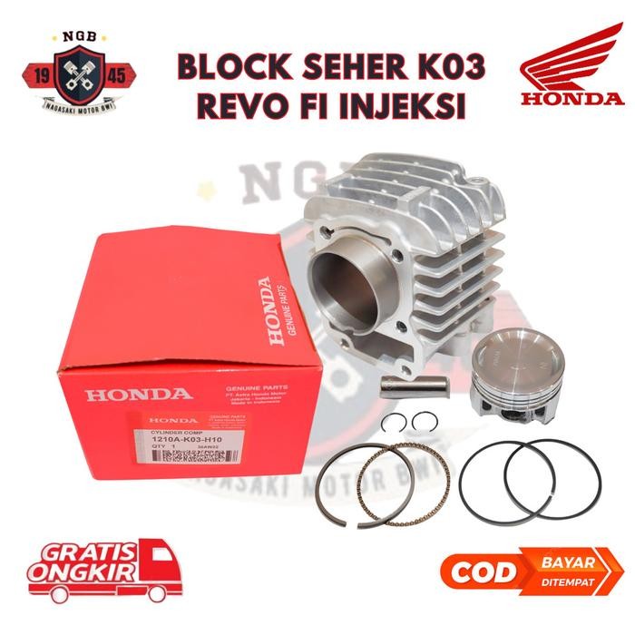 Block Seher Motor Honda Revo Fi / Blok Seher Revo Fi Injeksi - Cylinder Comp Blok Seher + Piston K03