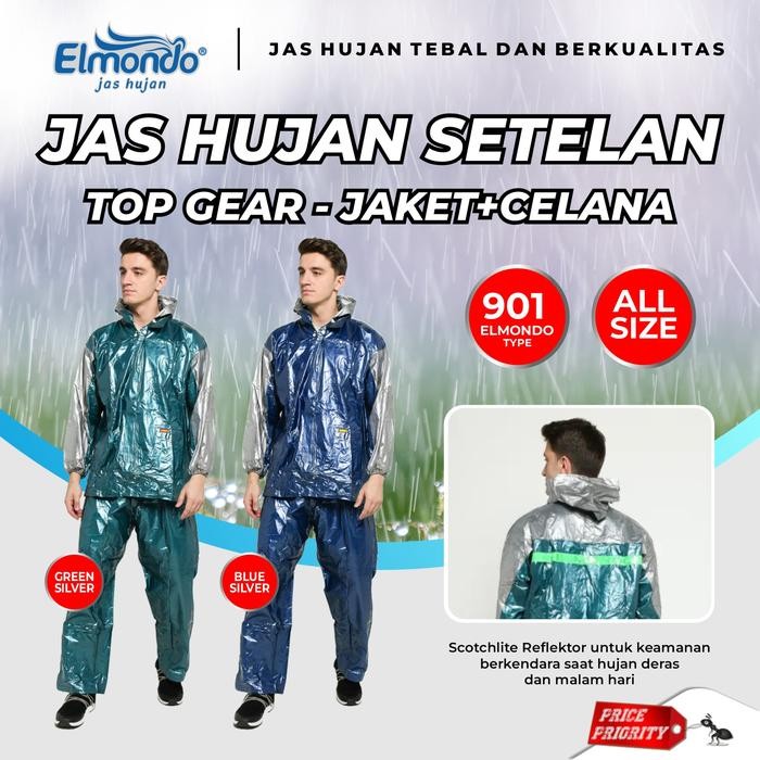Jas Hujan Dewasa Setelan Jaket Celana Elmondo 901 Tebal Karet