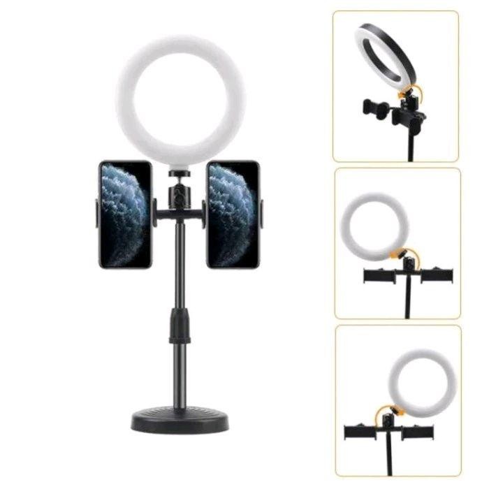 Ring Light Tripod 2 Holder Stand Handphone Ganda Live Streaming Tripod Ring Light Ringlight